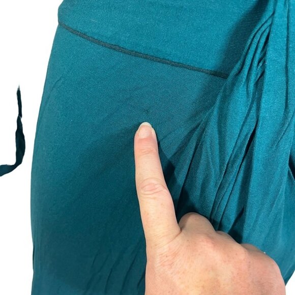 BCBGMaxaxria dress women's S green blue teal long sleeve faux wrap v neck - Picture 4 of 8